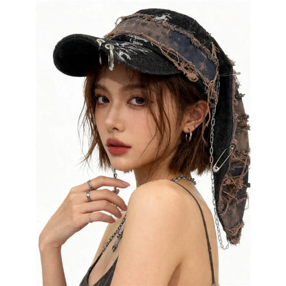 New Y2k Denim Fur-Edge Rabbit Ears Baseball Cap