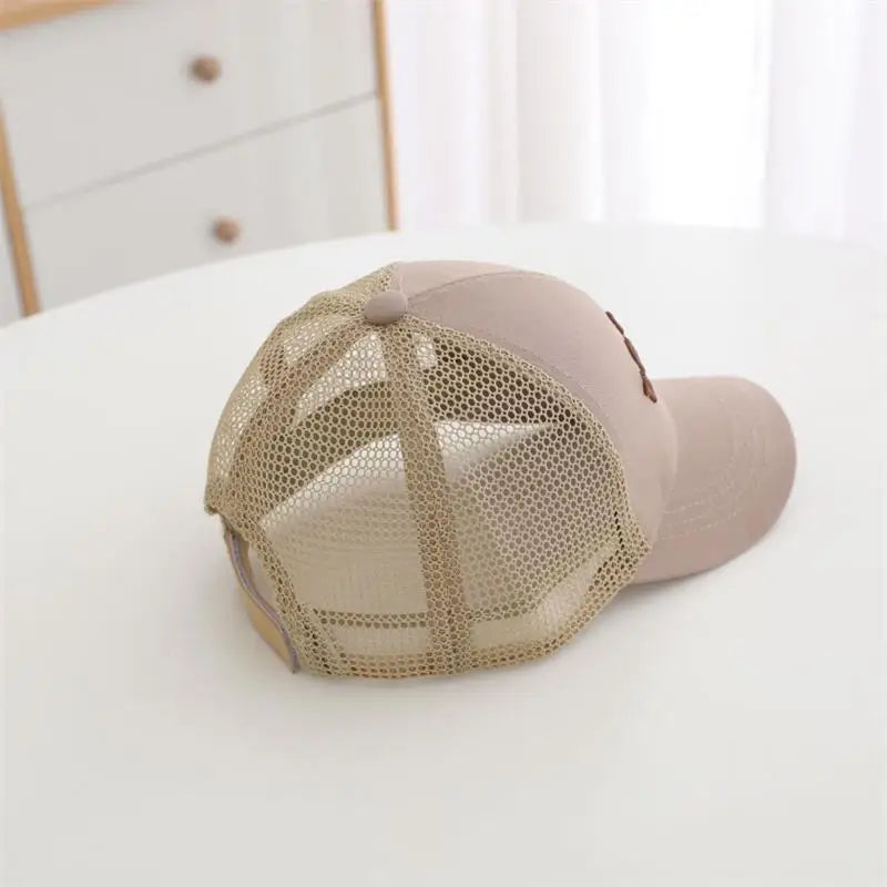 Summer Baby Mesh Baseball Cap Letter Embroidery Kids Peaked Hat For Boy Girl Solid Color Breathable Children Sun Hats