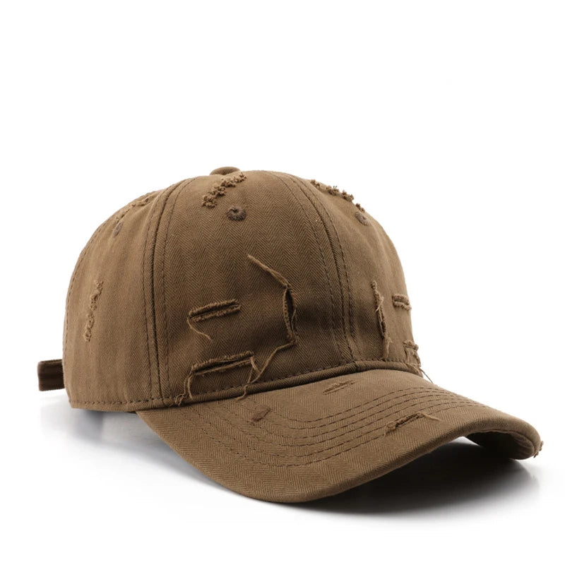 Vintage Distressed Baseball Cap, Casual Adjustable Cotton Hat