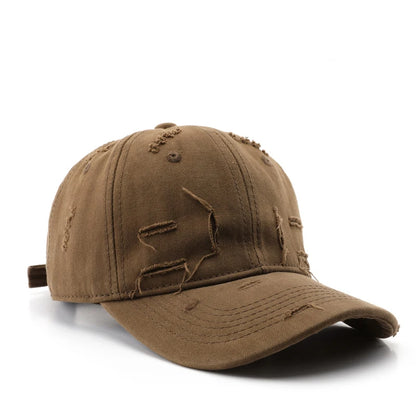 Vintage Distressed Baseball Cap, Casual Adjustable Cotton Hat