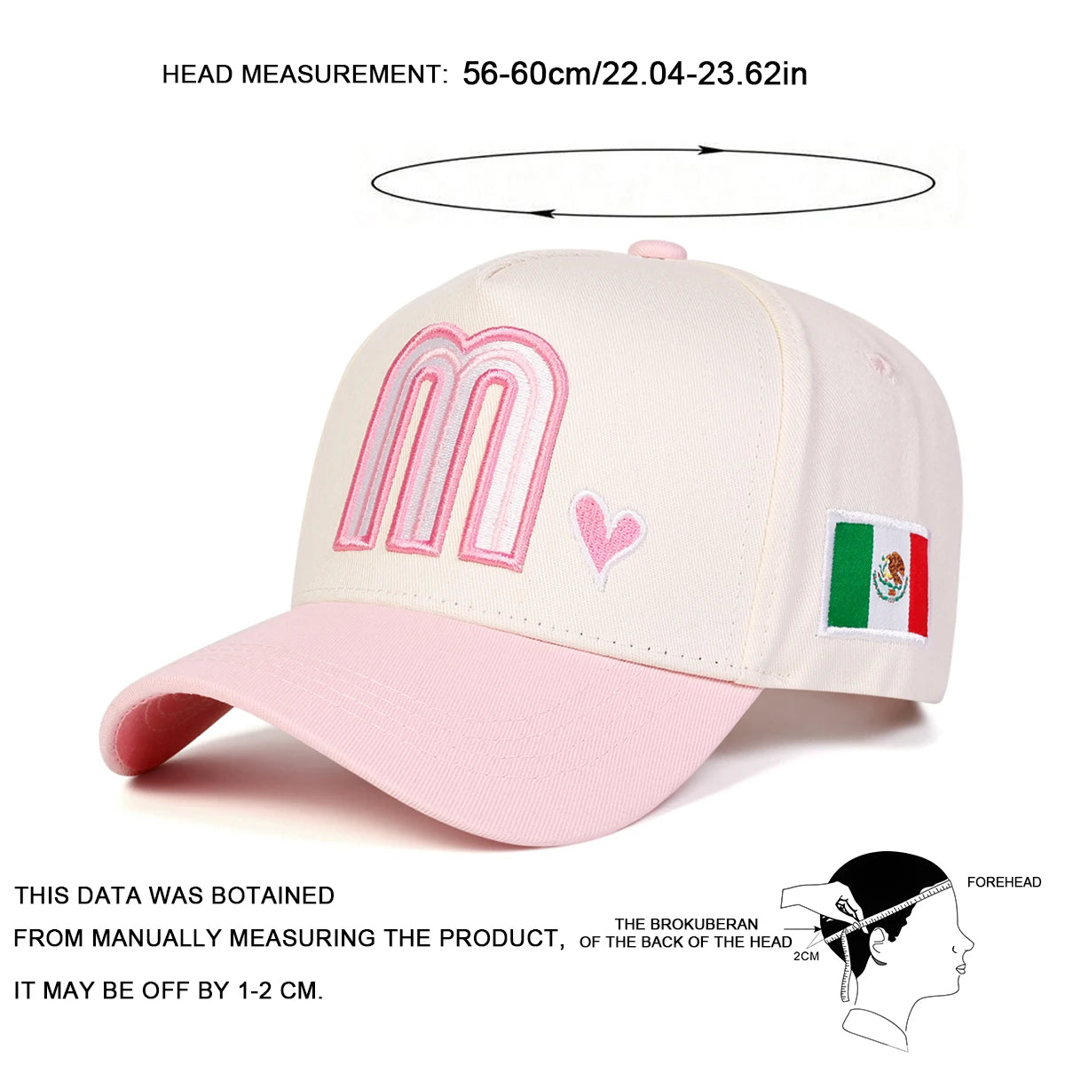 Unisex M Love Heart Embroidery Baseball Caps Spring Autumn
