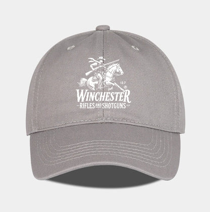 Winchester Cowboy Logo Print Soft Top Baseball Cap Soft Comfortable Breathable Adjustable Retro Western Style