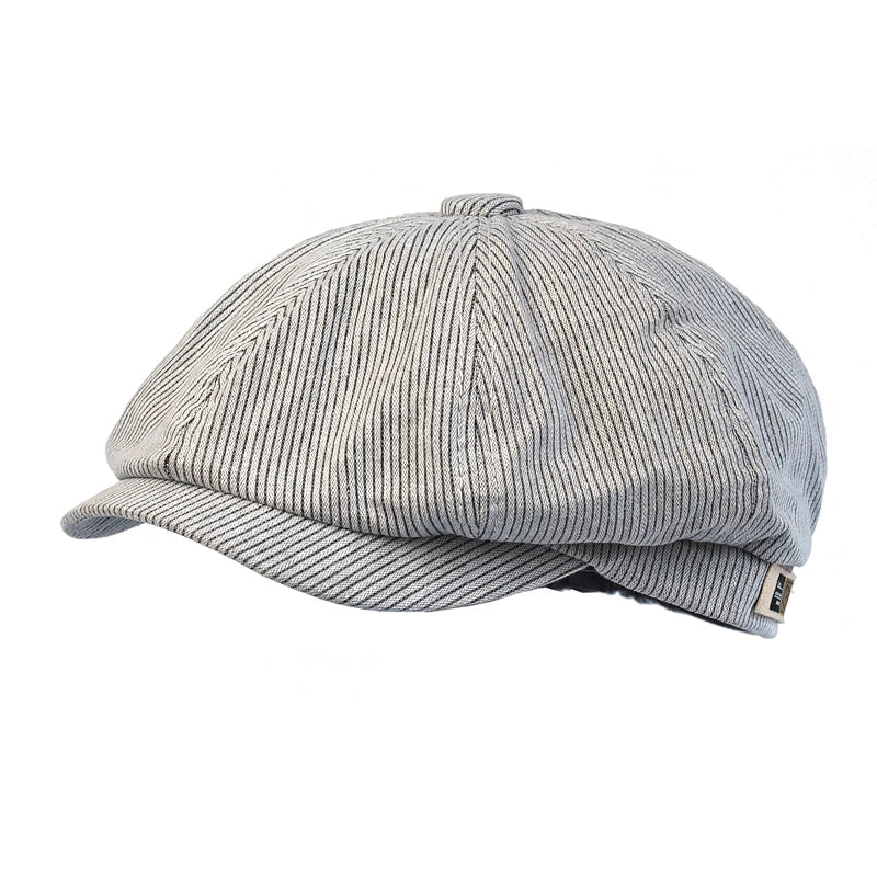 Stripe Newsboy Cap Peaky Casual Octagonal Hat