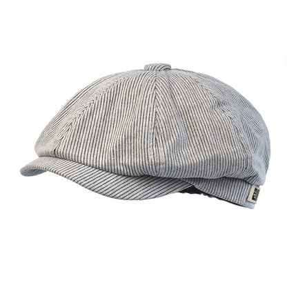 Stripe Newsboy Cap Peaky Casual Octagonal Hat