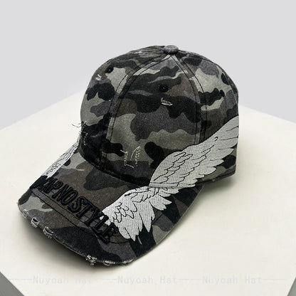 Embroidered Letters Dual-Bladed Angel Wings Baseball Hats