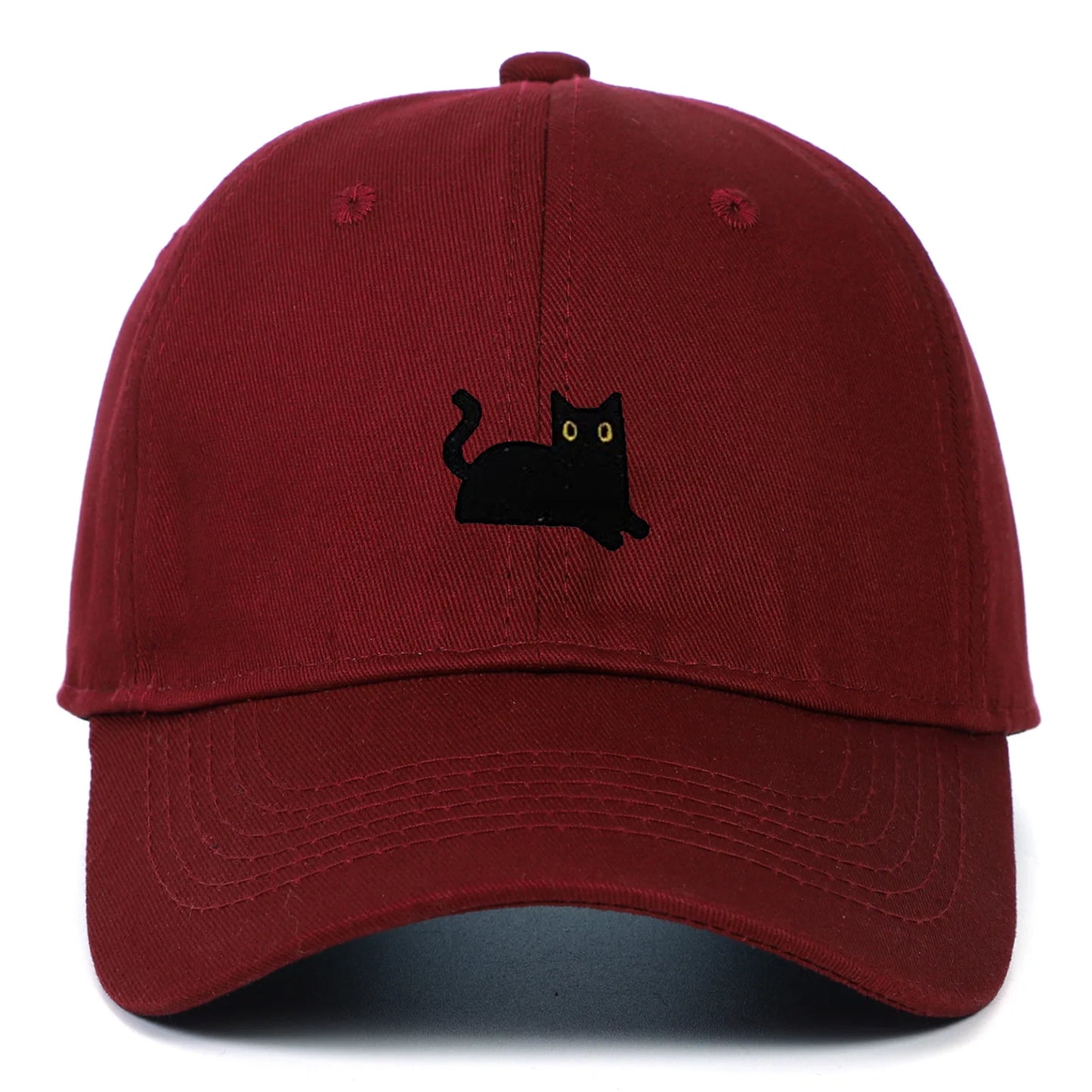 Cute Cat Embroidery Soft Top Baseball Cap Men and Women Summer