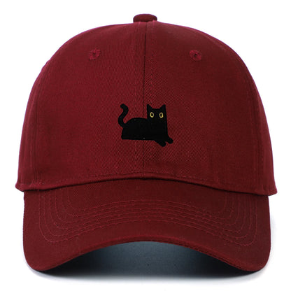 Cute Cat Embroidery Soft Top Baseball Cap Men and Women Summer