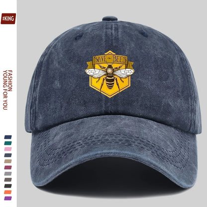 Retro Bee Patterned Printed Baseball Cap