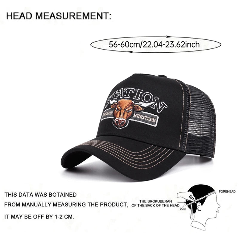 Fashionable Creative Baseball Hat Station Bullhead Embroidery Street Hip Hop Hat
