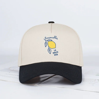 "Limoncello La Dolce Vita" Lemon Print Baseball Cap