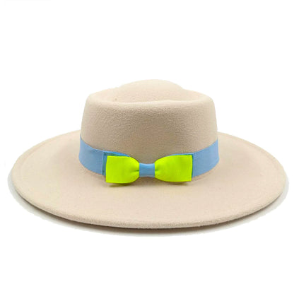New Oversized Edge Flat Top Hat Retro French Felt Hat