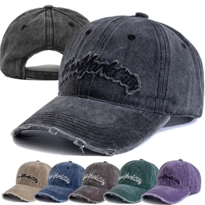 Unisex Retro Style Baseball Cap New York City Embroidery Washed Cotton Cap Men Women