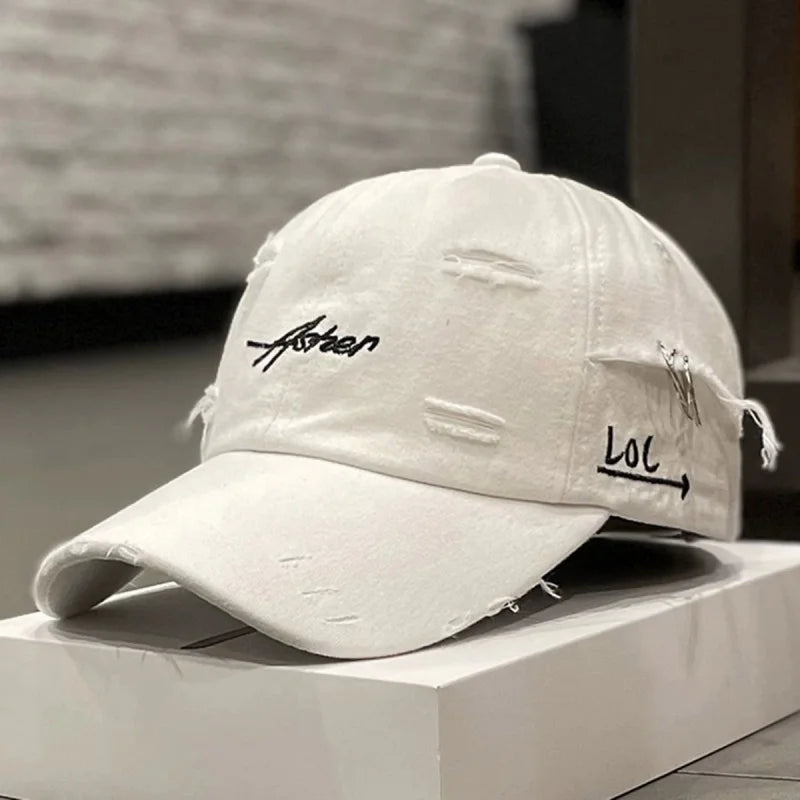 Unisex Asher Embroidery Hole Iron Ring Baseball Caps Outdoor Adjustable Casual Hats Hip Hop Hat Sunscreen Hat