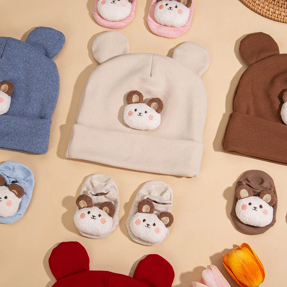 Autumn Winter Cute Bear Baby Turban Hats