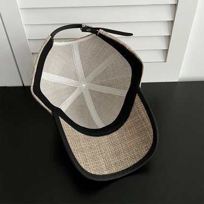 Straw Woven Baseball Cap Men Women Summer Breathable Peaked Sun Hat