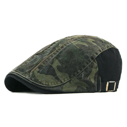 Men Newsboy Caps Camouflage Cotton Flat Peaked Cap