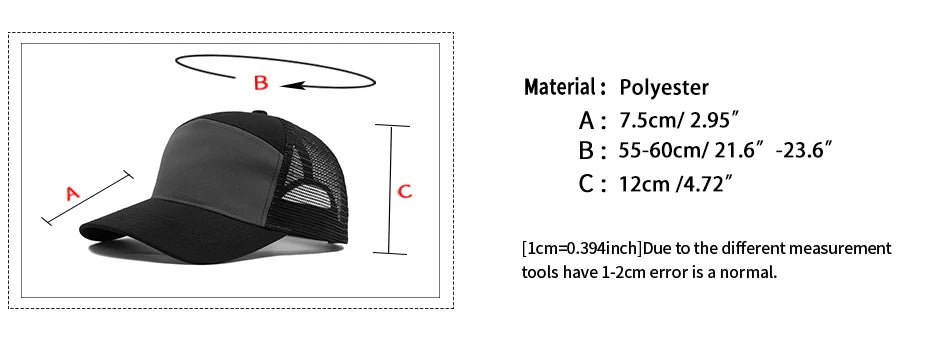 Fashion Hip Hop Mesh Caps Summer 7 Panel Men's Baseball Cap