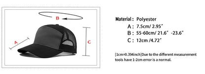 Fashion Hip Hop Mesh Caps Summer 7 Panel Men's Baseball Cap