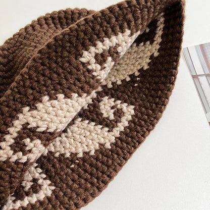Korean Autumn Winter Retro Crochet Knitted Wool Bucket Hat Women