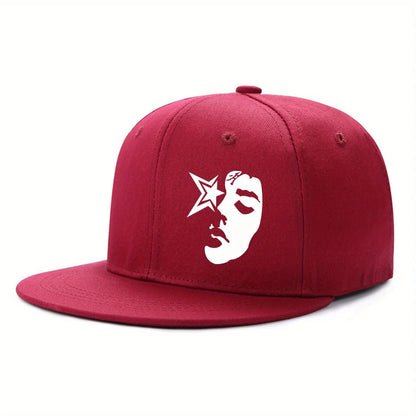 Fashion Face Pattern Printed Flat Brim Hat Hip Hop Y2k Snapback Hats