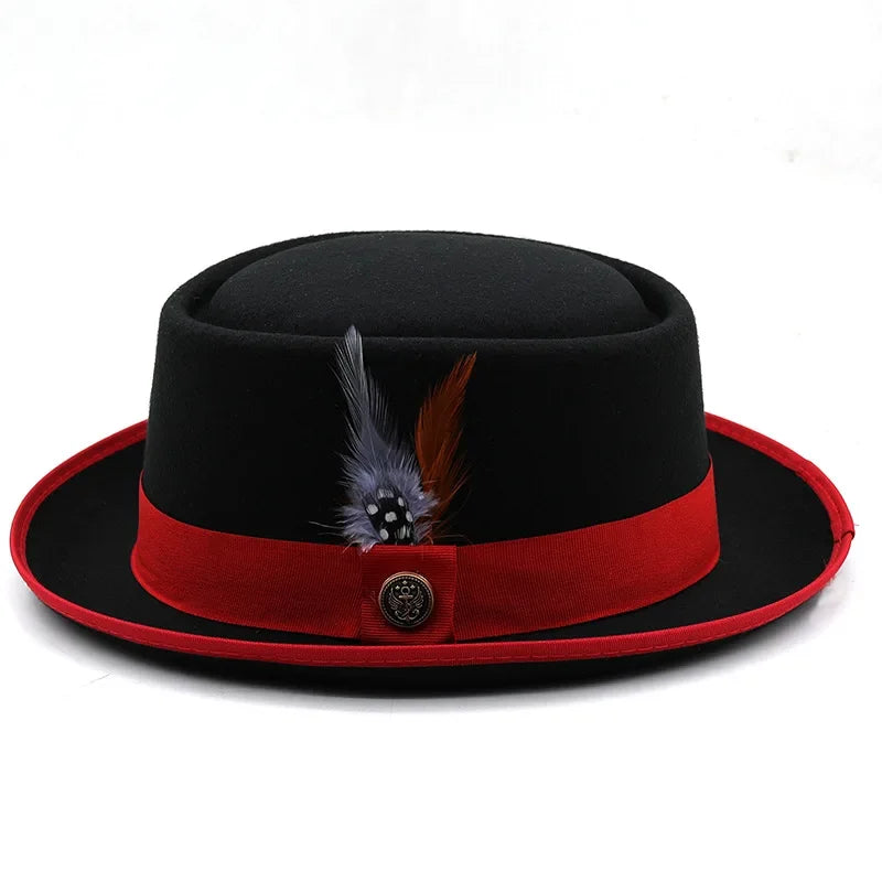 Pork Pie Hat Billycock Felt Small Brim Bowler Hat