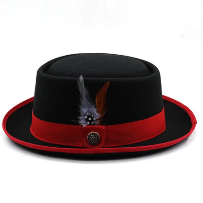 Pork Pie Hat Billycock Felt Small Brim Bowler Hat
