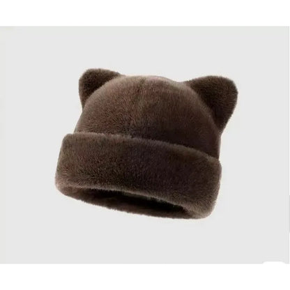 Leopard Print Plush Teddy Bear Hat For Women