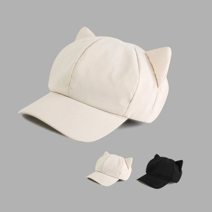 Lovely Korean Y2k Cat Ear Hat Casual Solid Color Women's Baseball Hat