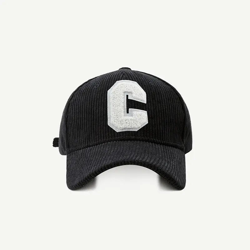 Corduroy Baseball Cap Ladirs Fashion C Letter