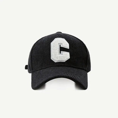 Corduroy Baseball Cap Ladirs Fashion C Letter