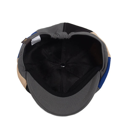 Spring Autumn Solid Patchwork Vintage Newsboy Cap