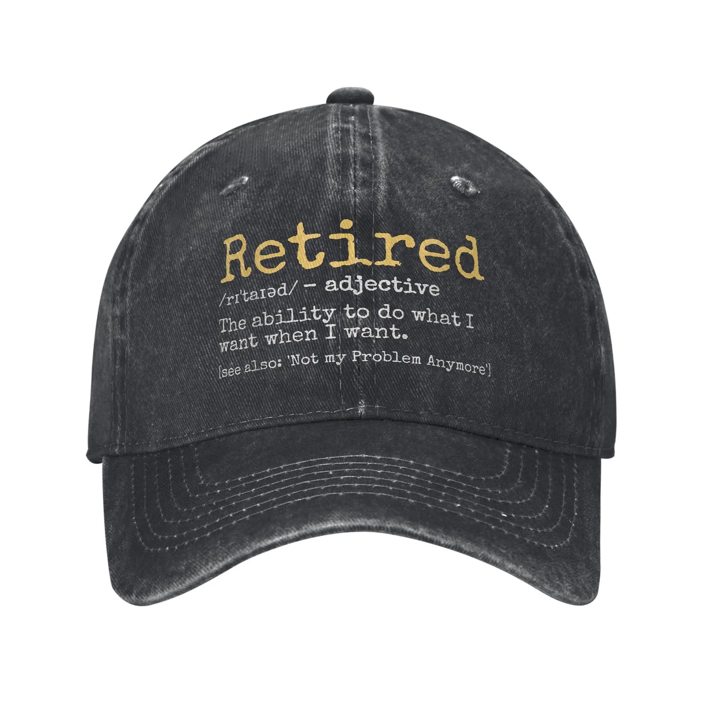 Retired Definition Funny Retirement Gag Baseball Cap Unisex Distressed Washed