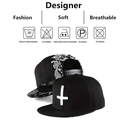Unisex Flat Cross Embroidery Hip-Hop Hats