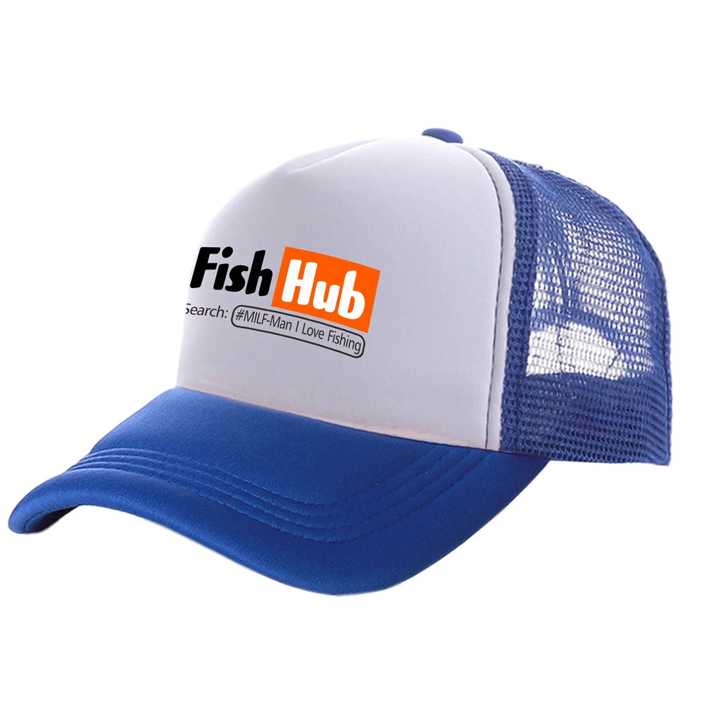 Fish Hub Trucker Cap Men Funny Fishing Hat Baseball Cap