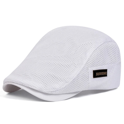 Men New York Label Mesh Breathability Newsboy Caps