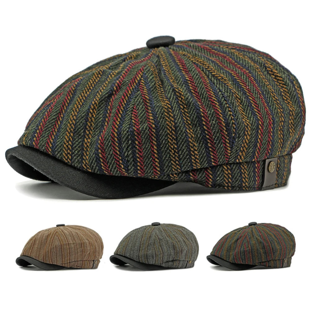 Berets Spring Autumn Hat Caps For Men Women Octagonal Ivy Flat Cap