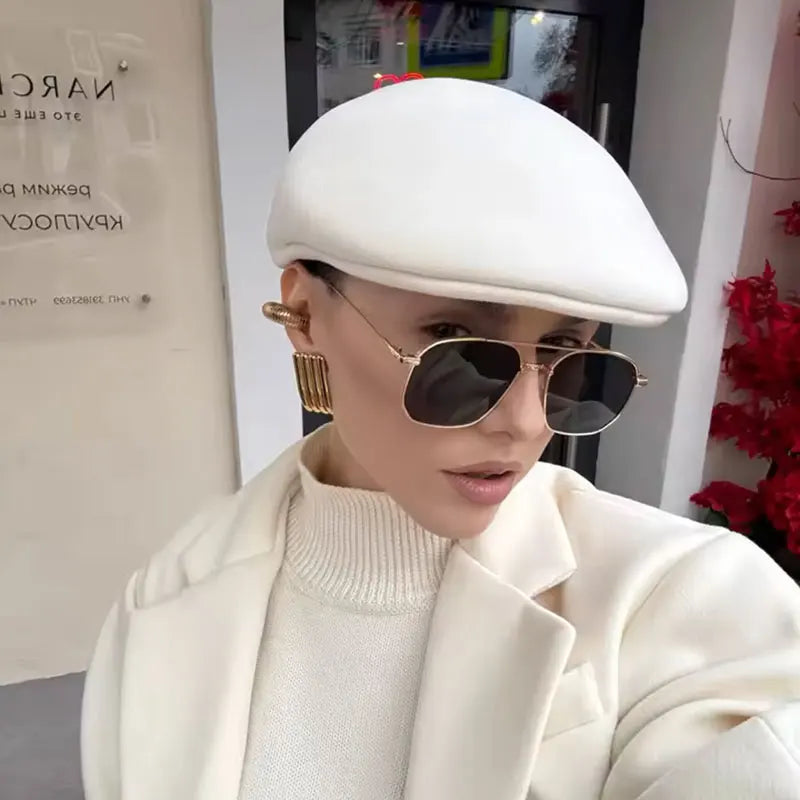 Classic Designer Luxury 100% Wool Felt Forward Cap Women Men