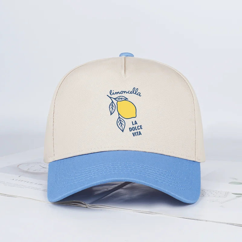 "Limoncello La Dolce Vita" Lemon Print Baseball Cap