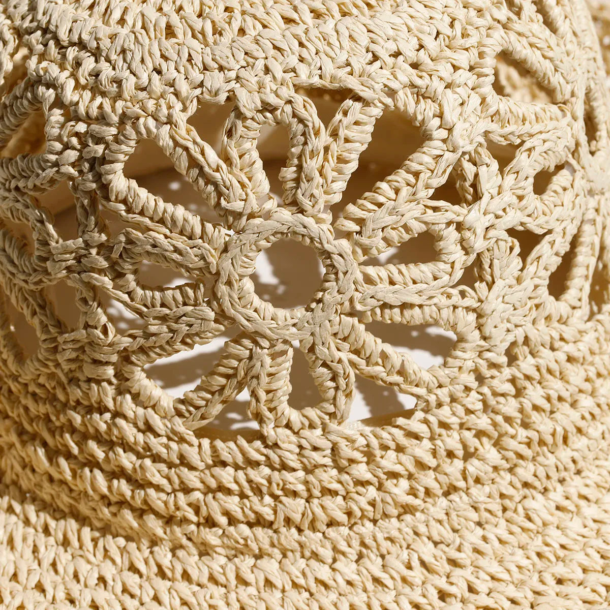 Women Beach Panama Straw Dome Bucket Hat