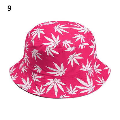 Panama Bucket Hat Candy Color/Hip Hop Maple Leaf Cotton
