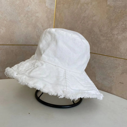 Cotton Fringed Fisherman Cap Soft Aluminum Wire Shape Water Wash Hat