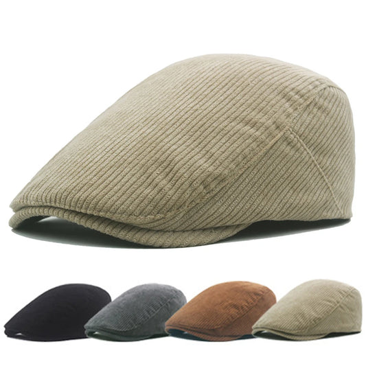 Drop Shipping Autumn And Winter Camel Corduroy Man Ivy Cap Dad Casual Newsboy Hat 56-60cm