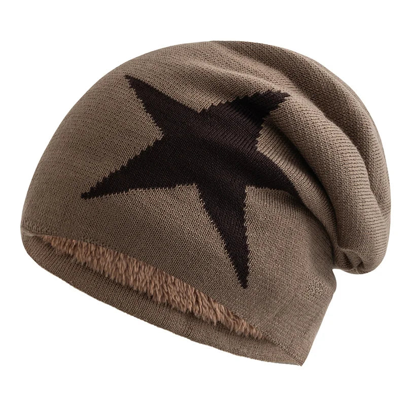 New Unisex Slouchy Winter Hats Five Star Pattern Warm Hats