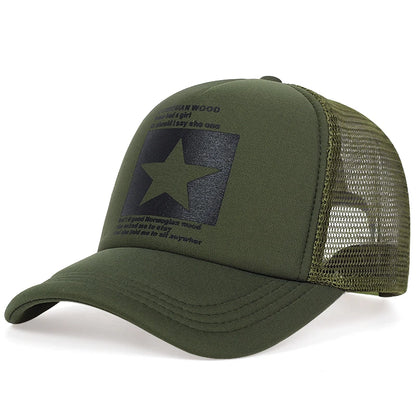 New Trendy Breathable Mesh Hat Pentagram Street Dance Skateboarding Outdoor Leisure Sunshade Baseball Hat Unisex