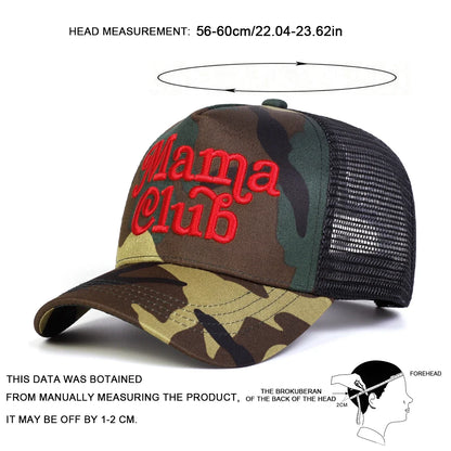 Unisex Mama Club Letter Embroidery Baseball Net Caps Spring and Summer