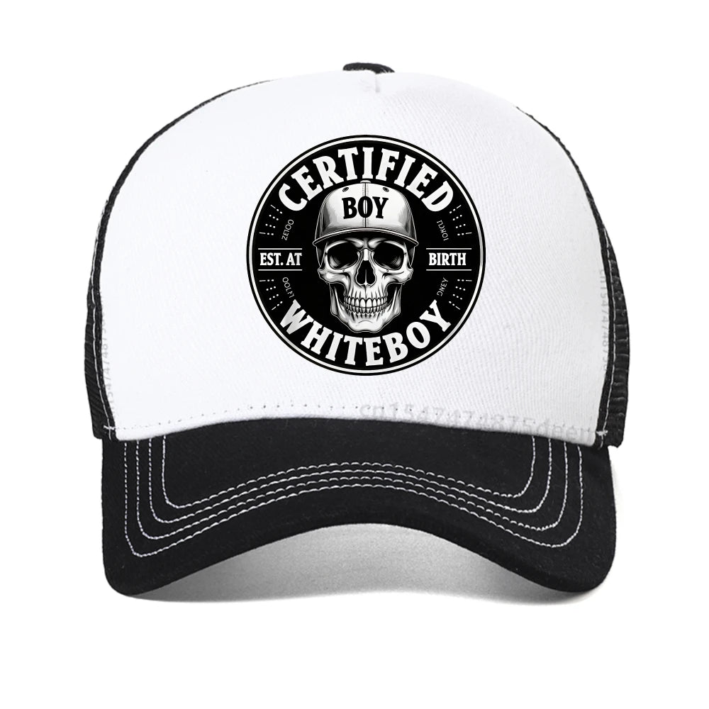 Certified Bold Skull Whiteboy Printed Baseball Cap Men Women Summer