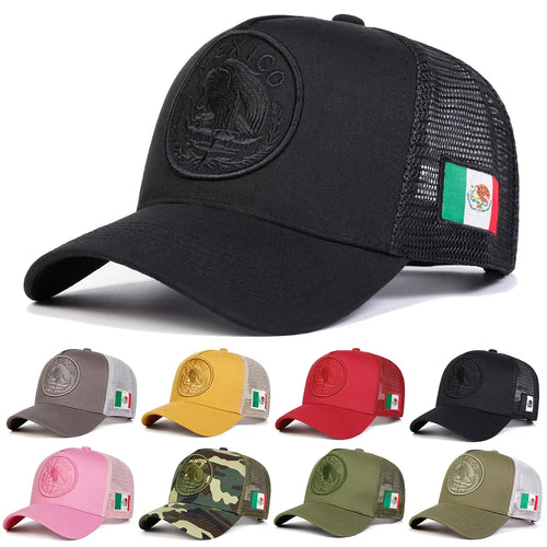 Unisex Mexican Flag Embroidery Baseball Net Caps Spring Summer