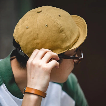 Men Vintage Denim Short Brim Cap