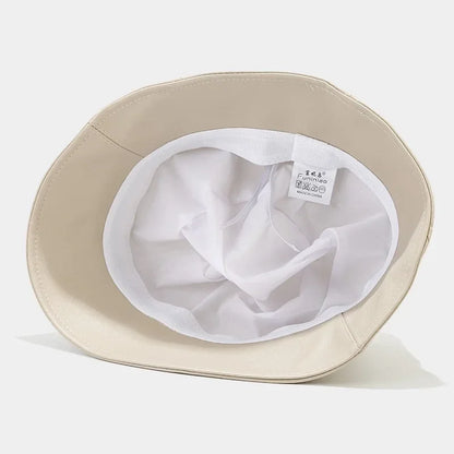 Faux Leather Bucket Hat Women Reversible Pu And Cotton Sun Hat