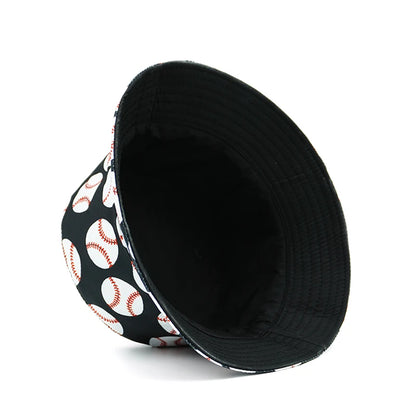 Baseball Printing Pattern Bucket Hat Balls Fisherman Hats Double Sides Panama Cap Caps For Men And Woman